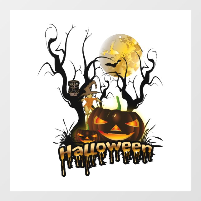 Halloween funny pumpkin with owl floor decals (Front)