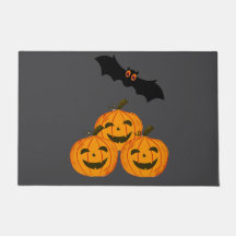 Halloween funny. Pumpkins and a flying bat.