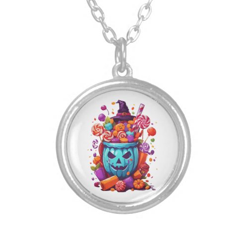 Halloween funny  silver plated necklace