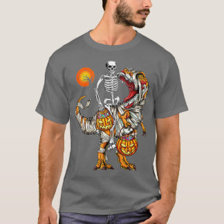 Halloween Funny Skeleton Riding Mommy Dinosaur T R T-Shirt