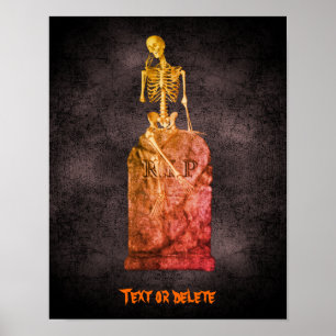Halloween Funny Skeleton Tombstone Personalized Poster