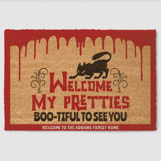 Halloween Funny Spooky Welcome My Pretties Fiber Doormat