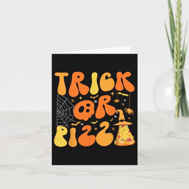 Halloween Funny Trick Or Pizza Scary Ghost Deco Gr Card (Front)