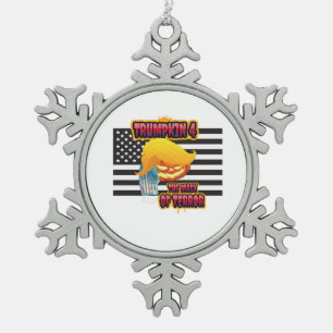 Halloween Funny Trumpkin Classic Snowflake Pewter Christmas Ornament