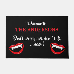 Halloween Funny Vampire Bite Family Name Welcome Doormat