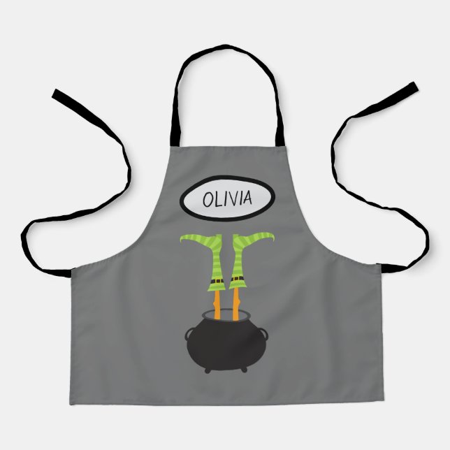 Halloween Funny Witch Feet Personalized Kids Apron (Front)