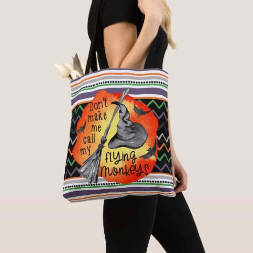 Halloween Funny Witch Flying Monkeys Saying Tote Bag