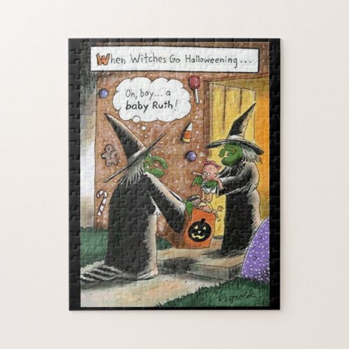 Halloween Funny Witches Trick or Treat Jigsaw Puzzle