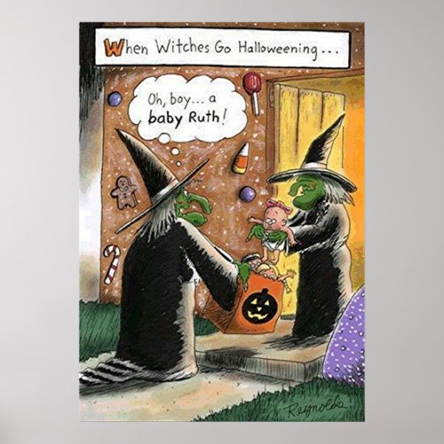 Halloween Funny Witches Trick or Treat Poster (Front)