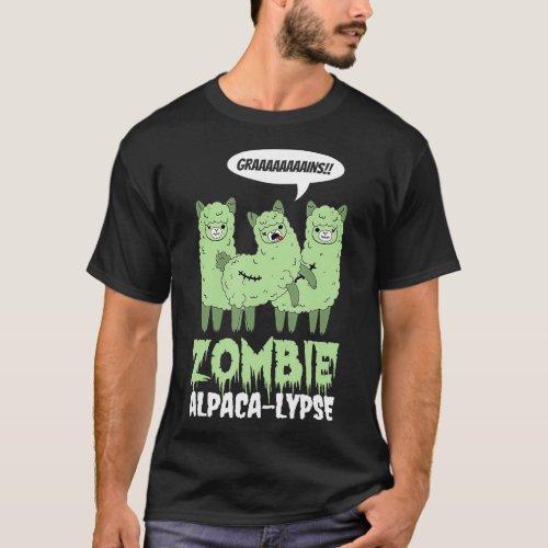 Halloween Funny Zombie Alpaca Grain Eater Design T_Shirt