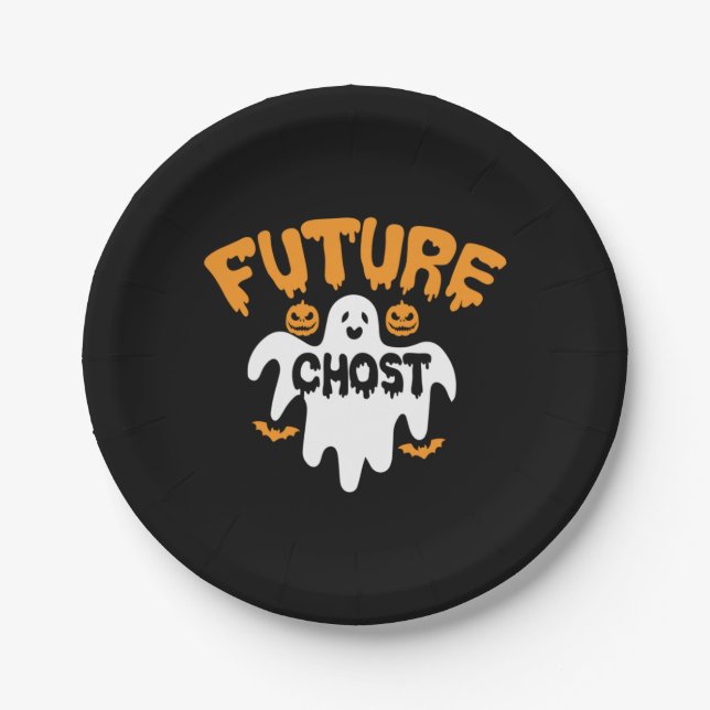 Halloween Future Chost Birthday Paper Plates (Front)