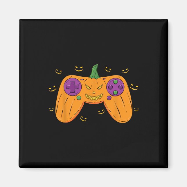 Halloween Gamer Costume Scary Pumpkin Mens Boys Vi Magnet (Front)