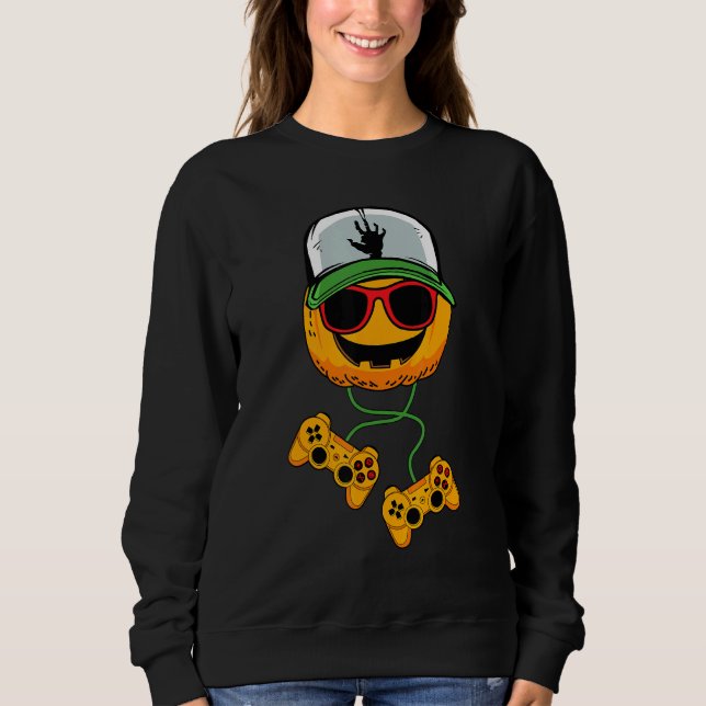 Halloween Gamer Jack O Lantern Gaming Boys Kids Me Sweatshirt (Front)