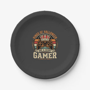 Halloween Gamer King Retro Controller Design Paper Plates