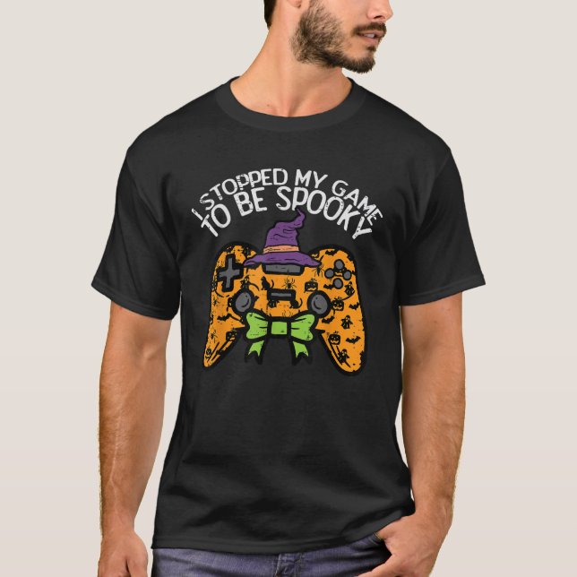 Halloween Gamer Stopped Game Spooky Costume Men Bo T-Shirt (Front)
