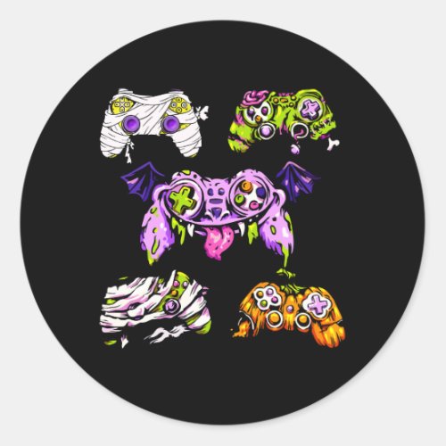 Halloween Gaming Controllers Skeleton Witch Zombie Classic Round Sticker