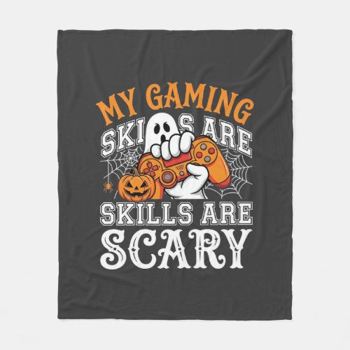 Halloween Gaming Skills Are Scary Ghost Controller Fleece Blanket