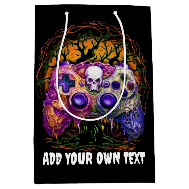Halloween Gaming, Spooky Controller, Creepy Party Medium Gift Bag (Front)