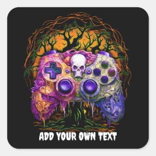 Halloween Gaming, Spooky Controller, Video Gamer Square Sticker