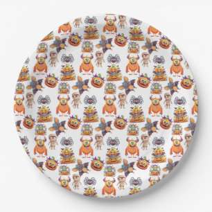 Halloween Gathering Of Silly Creatures Paper Plates