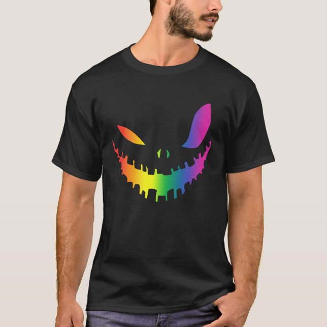 Halloween Gay Lesbians Pride Pumpkin LGBT Pride T-Shirt (Front)