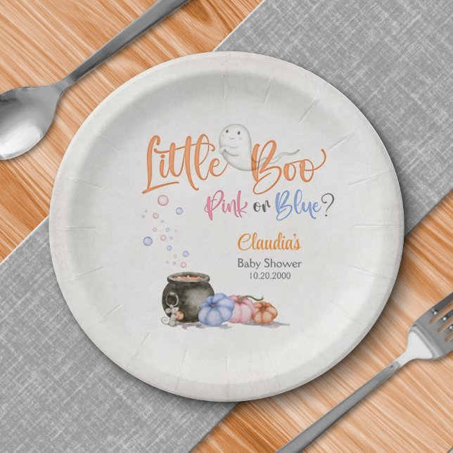 Halloween Gender Reveal Baby Shower Paper Plates (Creator Uploaded)