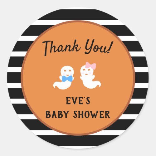 Halloween Gender Reveal Boo_y or Ghoul Thank You Classic Round Sticker