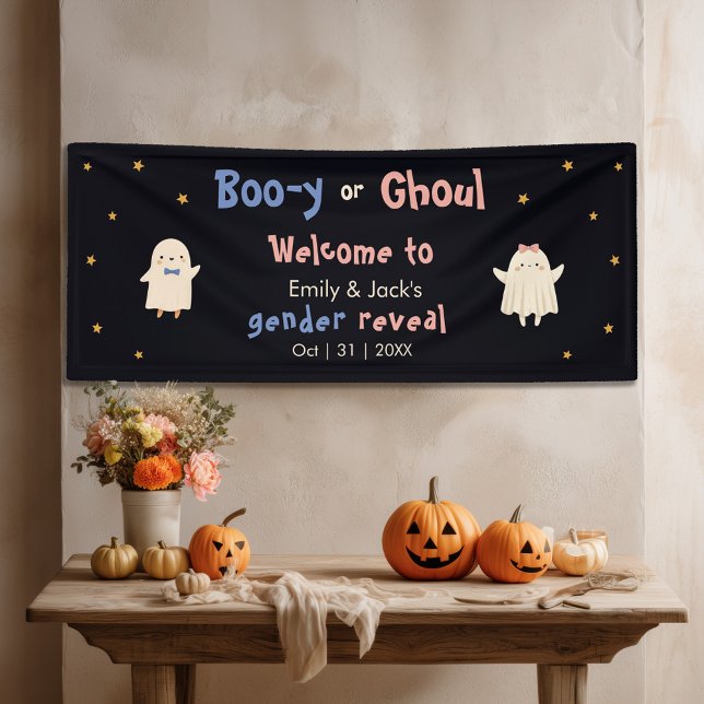 Halloween Gender Reveal Boy or Girl Ghost Welcome Banner (Creator Uploaded)