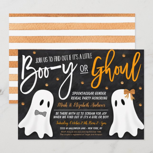 Halloween Gender Reveal Ghost Invitation (Front/Back)