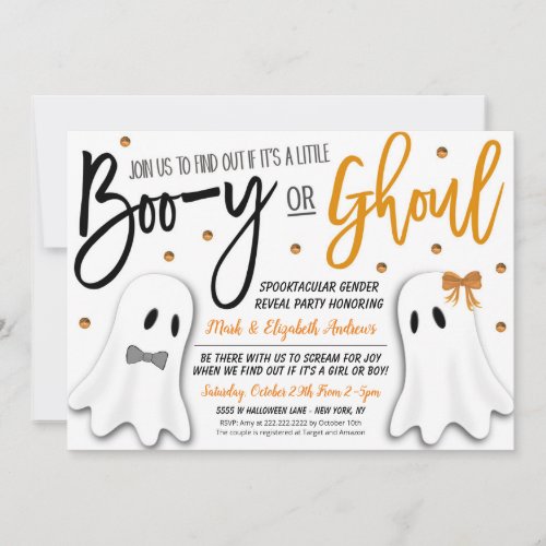 Halloween Gender Reveal Ghost Invitation