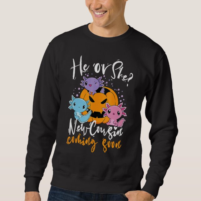 Halloween Gender Reveal He Or She Cousin Coming Bo Sweatshirt (Front)