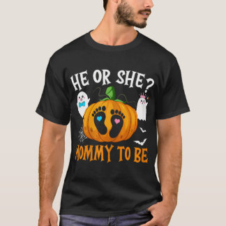 Halloween Gender Reveal He Or She Mommy To Be Pump T-Shirt