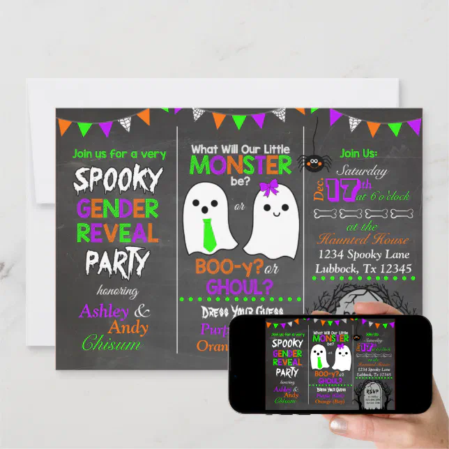 Halloween Gender Reveal Invitation Zazzle