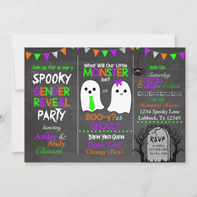 Halloween Gender Reveal Invitation | Zazzle