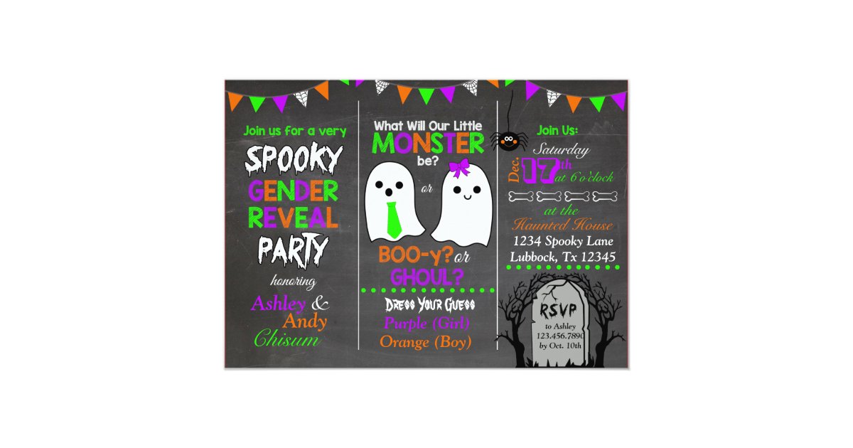 Halloween Gender Reveal Party Invitations 7