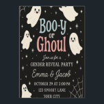 Halloween Gender Reveal Invitation | Boo-y or Ghou<br><div class="desc">Celebrate your special moment with this cute and spooky Boo-y or Ghoul gender reveal invitation. Featuring playful ghosts, spider webs, and fun typography in pink and blue, this Halloween-themed card is perfect for announcing your little one in a festive way. Ideal for October parties and parents who love seasonal celebrations....</div>