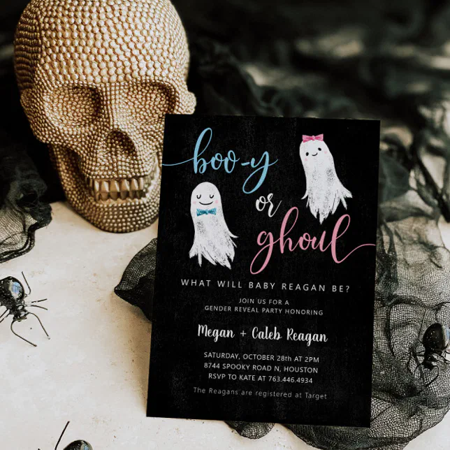 Halloween Gender Reveal Invitation Booy or Ghoul Zazzle