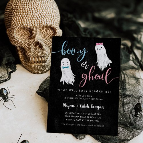 Halloween Gender Reveal Invitation  Booy or Ghoul