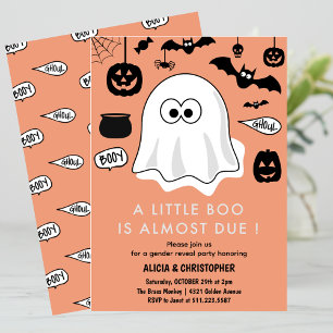 Halloween Gender reveal invitation Ghost