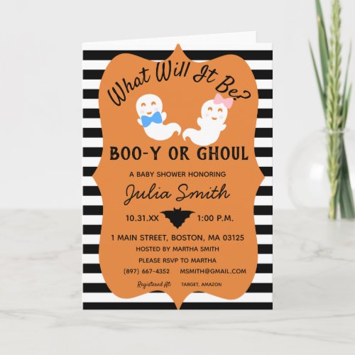 Halloween Gender Reveal Invite Boo_y or Ghoul Inv Card