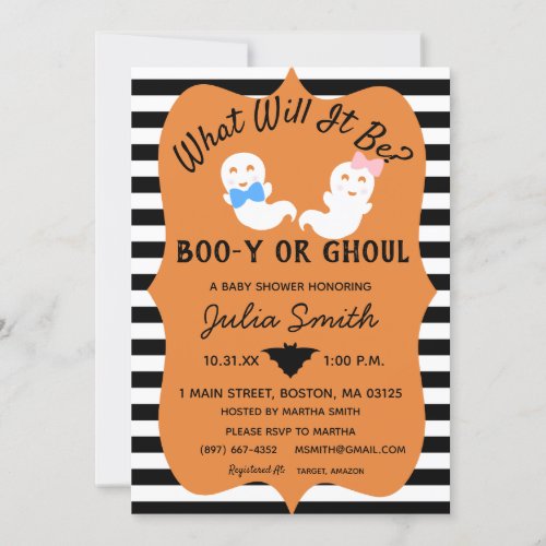 Halloween Gender Reveal Invite Boo_y or Ghoul Invitation