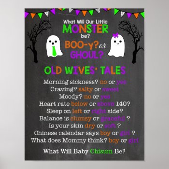 Halloween Gender Reveal Old Wives' Tales Poster by AshleysPaperTrail at Zazzle
