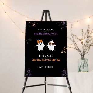 Halloween Gender Reveal Party Black Welcome Sign