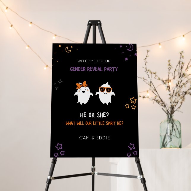 Halloween Gender Reveal Party Black Welcome Sign  (In Situ (Stand))