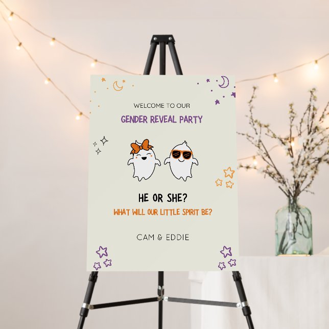 Halloween Gender Reveal Party Custom Welcome Sign  (In Situ (Stand))