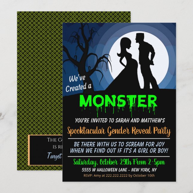 Halloween Gender Reveal Party Invitation (Front/Back)
