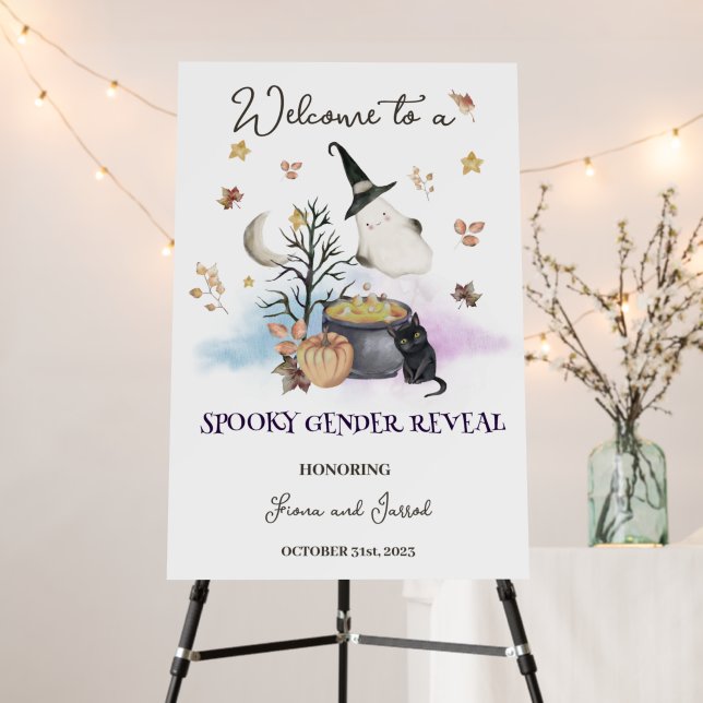 Halloween Gender Reveal Welcome Sign (In Situ (Stand))