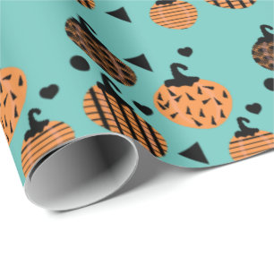 Halloween Geometric Confetti Pumpkins Wrapping Paper