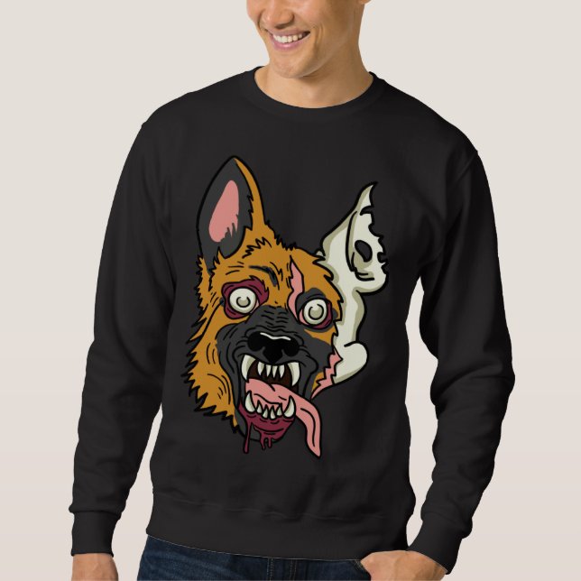 Halloween German Shepherd Dog Zombie Monster Sweatshirt (Front)