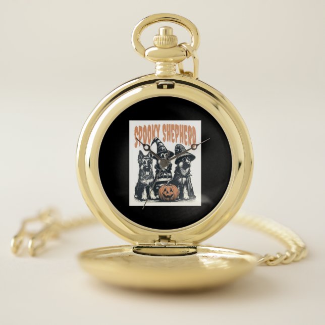 Halloween German Shepherd.jpg Pocket Watch (Inside)